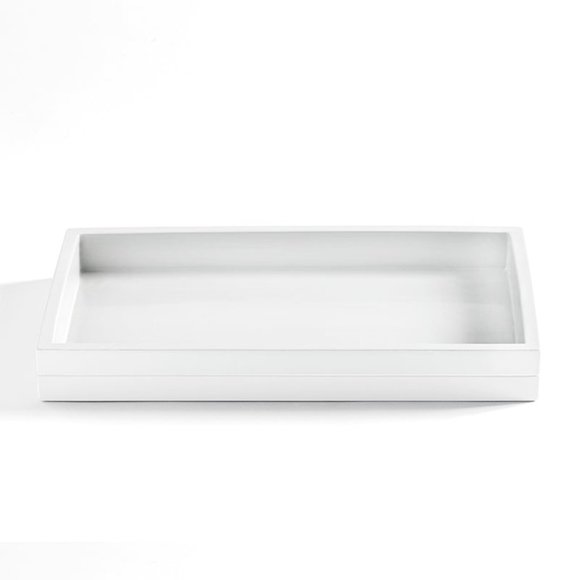 Kassatex Luxury Vanity Tray Bath Accessory Cabana White NWT - Picture 1 of 7